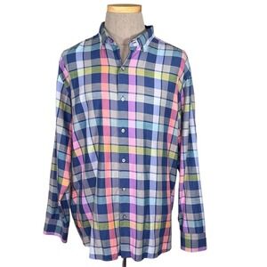 Tommy Bahama Men’s Madras Plaid Cotton Button Down Shirt XXL